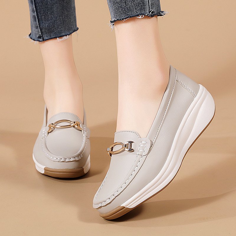 Women??s Casual Loafers, Metallic Buckle Decor Slip On Shoes, Casual Comfortable Soft Sole Walking Shoes - Image 11