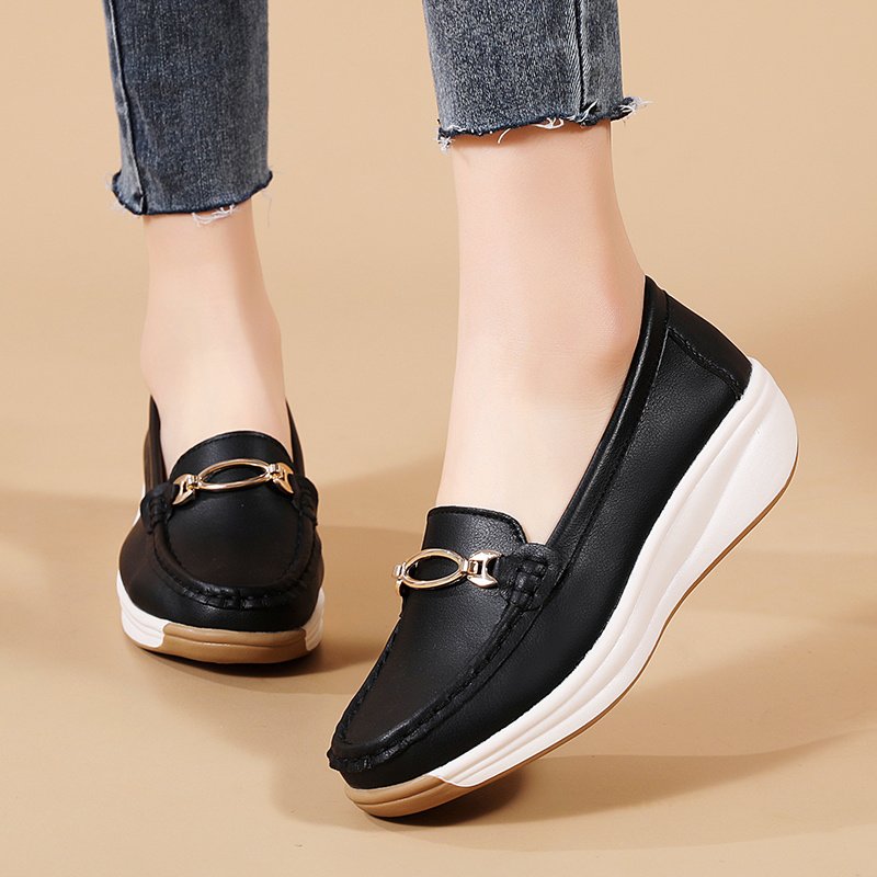 Women??s Casual Loafers, Metallic Buckle Decor Slip On Shoes, Casual Comfortable Soft Sole Walking Shoes - Image 14