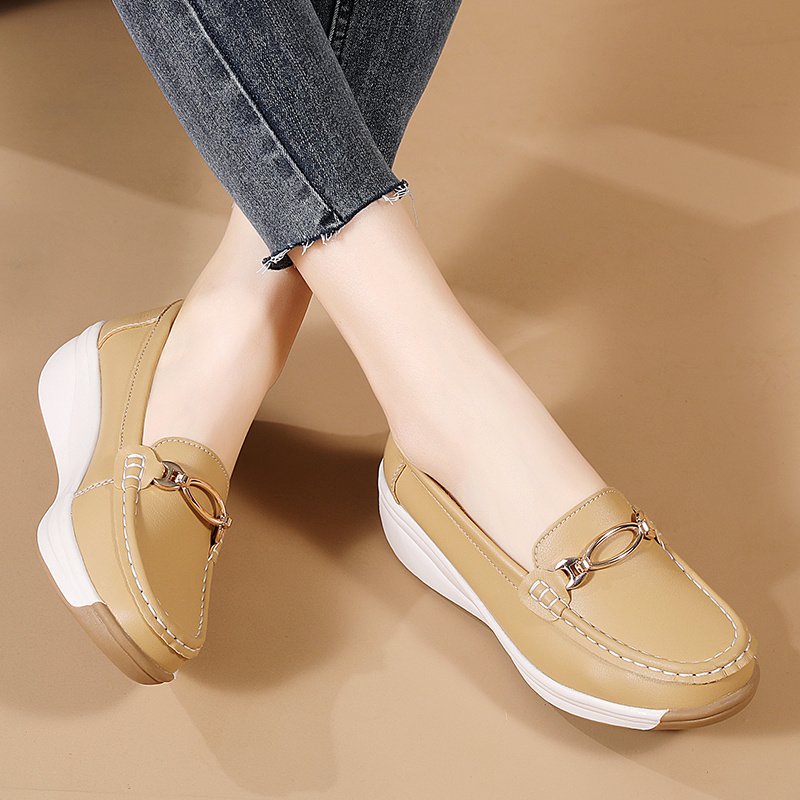 Women??s Casual Loafers, Metallic Buckle Decor Slip On Shoes, Casual Comfortable Soft Sole Walking Shoes - Image 9