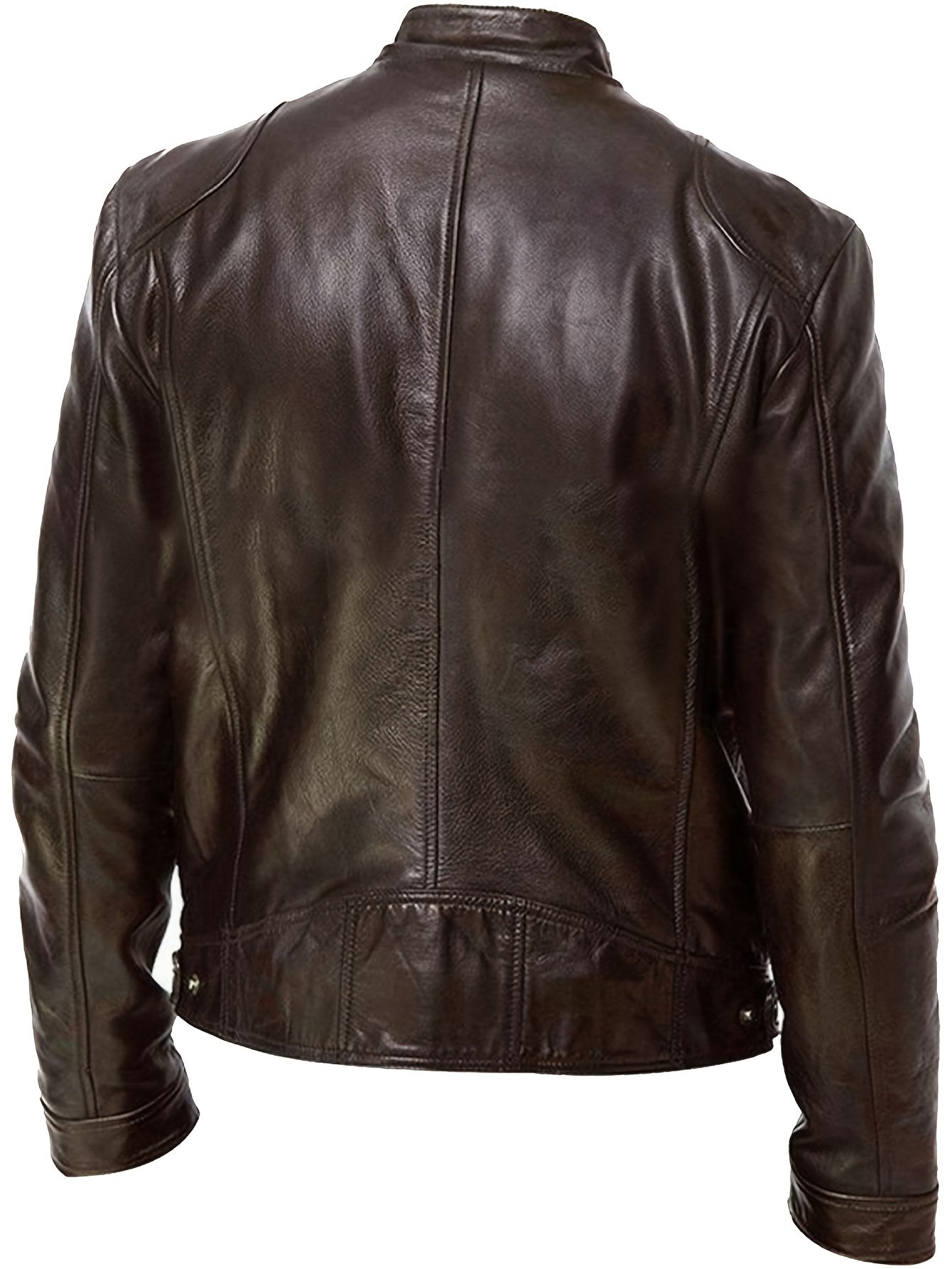2023 Autumn And Winter New Zipper Cardigan Pocket PU Leather Small Stand Collar MotorcycleJacket Coat Men??s Coat - Image 6