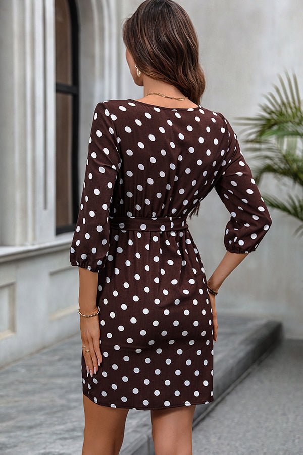 Fashion Dots Print Tie Waist Casual Dress - Image 5