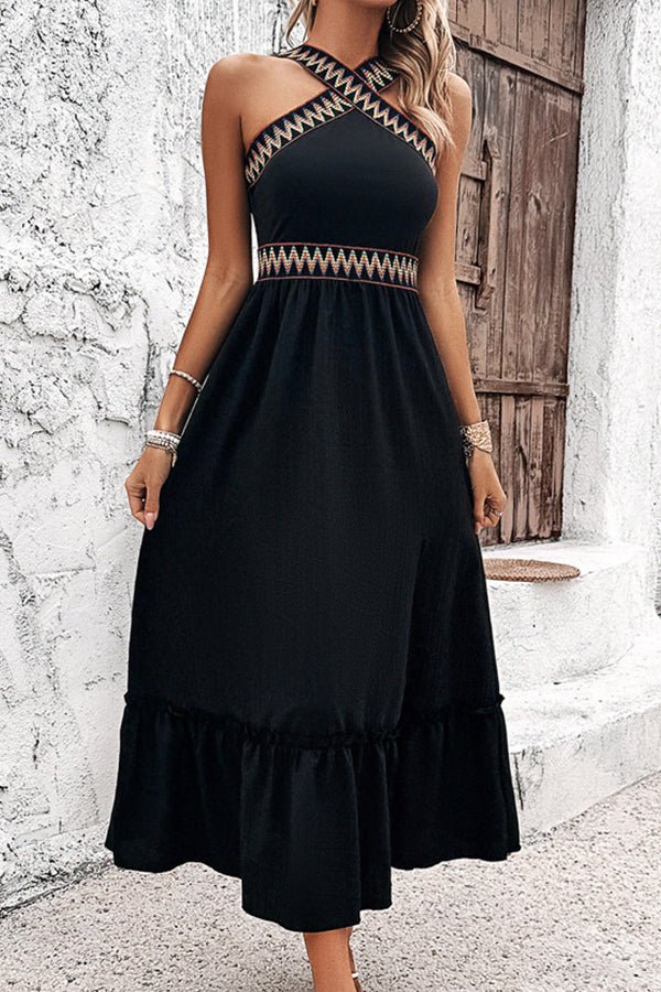 Solid Color Patchwork Side Slit Dress - Image 2