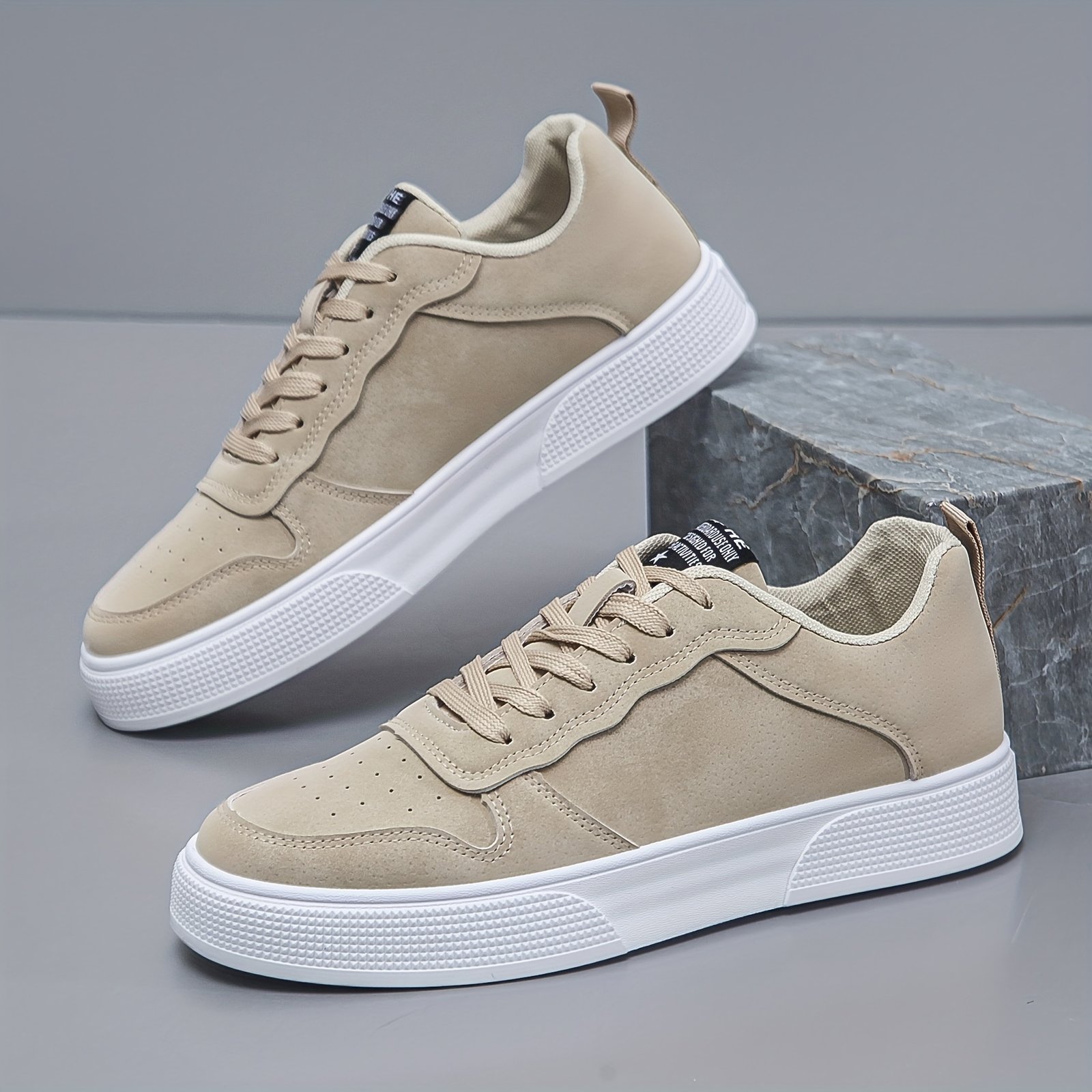 Men??s Trendy Solid Colour Low Top Skateboard Shoes, Comfy Non Slip Casual Lace Up Sneakers For Men??s Outdoor Activities - Image 2