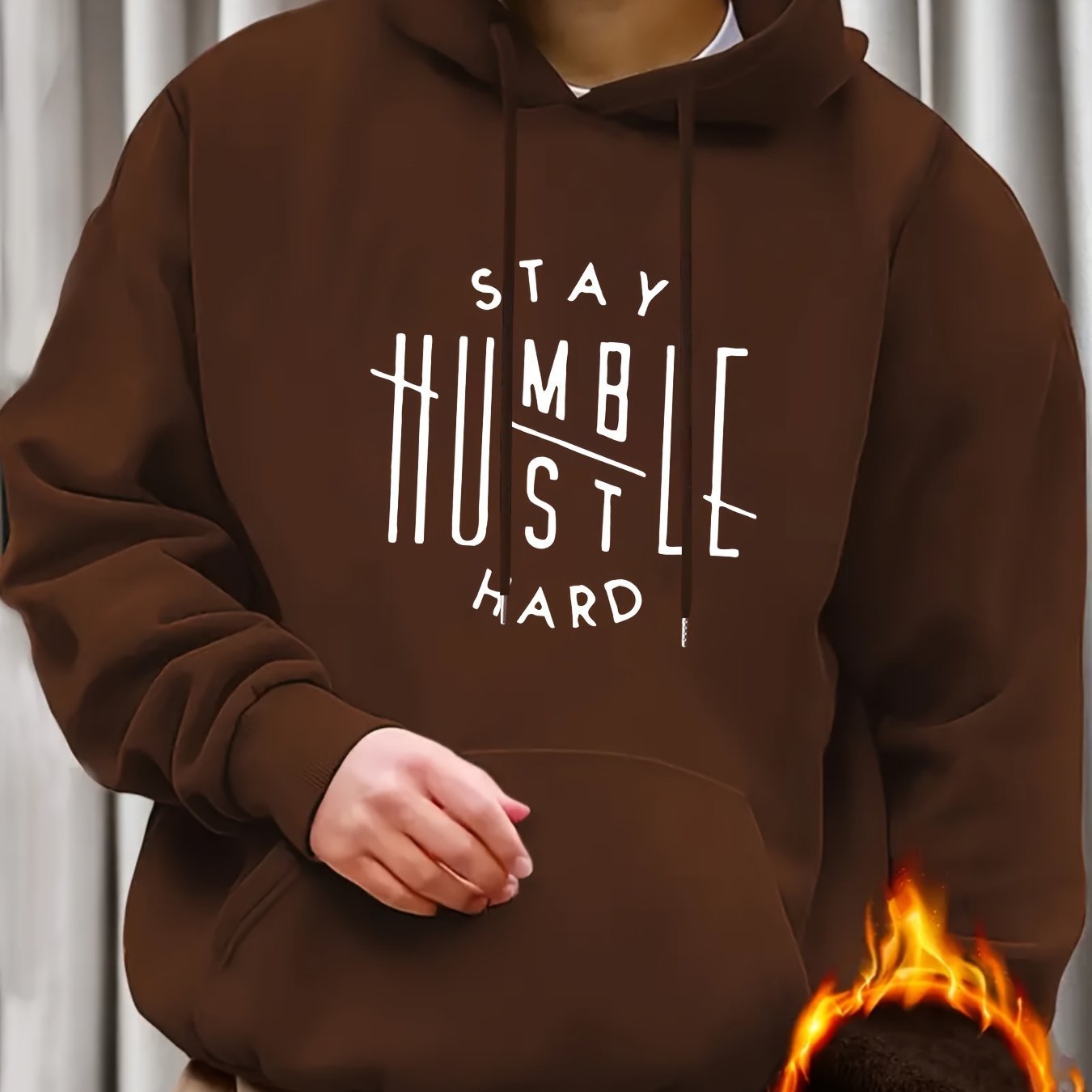 Stay Humble & Hustle Print Hoodie, Cool Hoodies For Men, Men??s Casual Graphic Design Pullover Hooded Sweatshirt With Kangaroo Pocket Streetwear For Winter Fall, As Gifts - Image 6