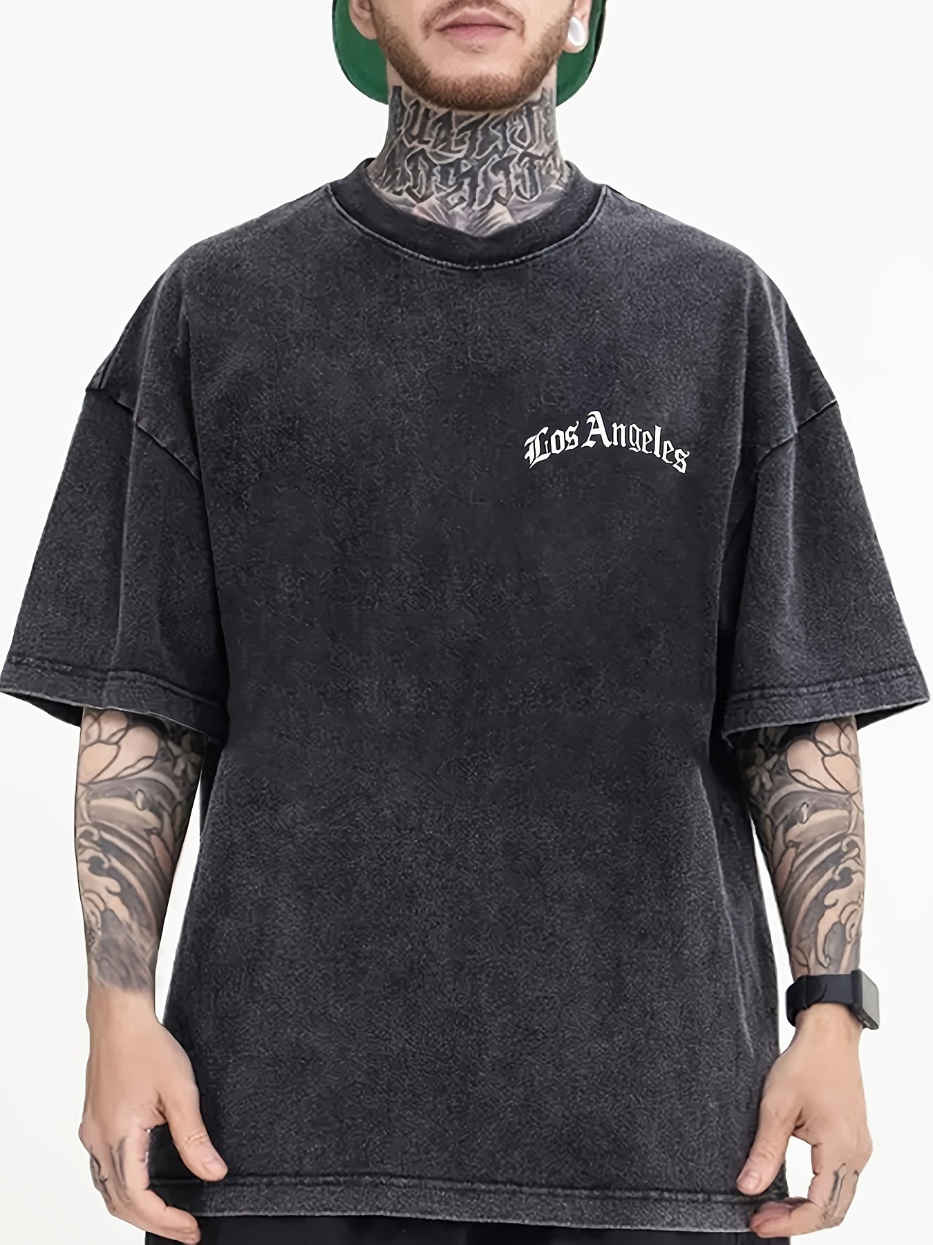 Men??s Los Angeles?? Printed Short-sleeved Drop-shoulder T-shirt Round Neck Top