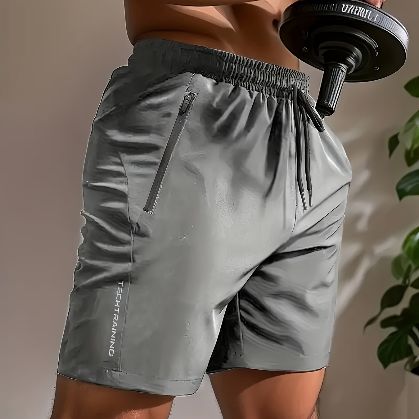 Men??s Casual And Chic Solid Color Shorts With Drawstring And Zippered Pockets, Versatile And Comfy Shorts For Summer Outdoors Activities And Workout Wear - Image 4
