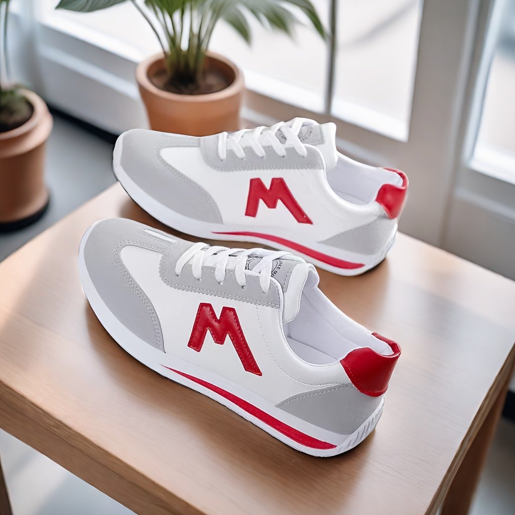 Women??s Colorblock Casual Sporty Trainers, Platform Soft Sole Lace Up Walking Shoes, Low-top Running Sneakers - Image 5