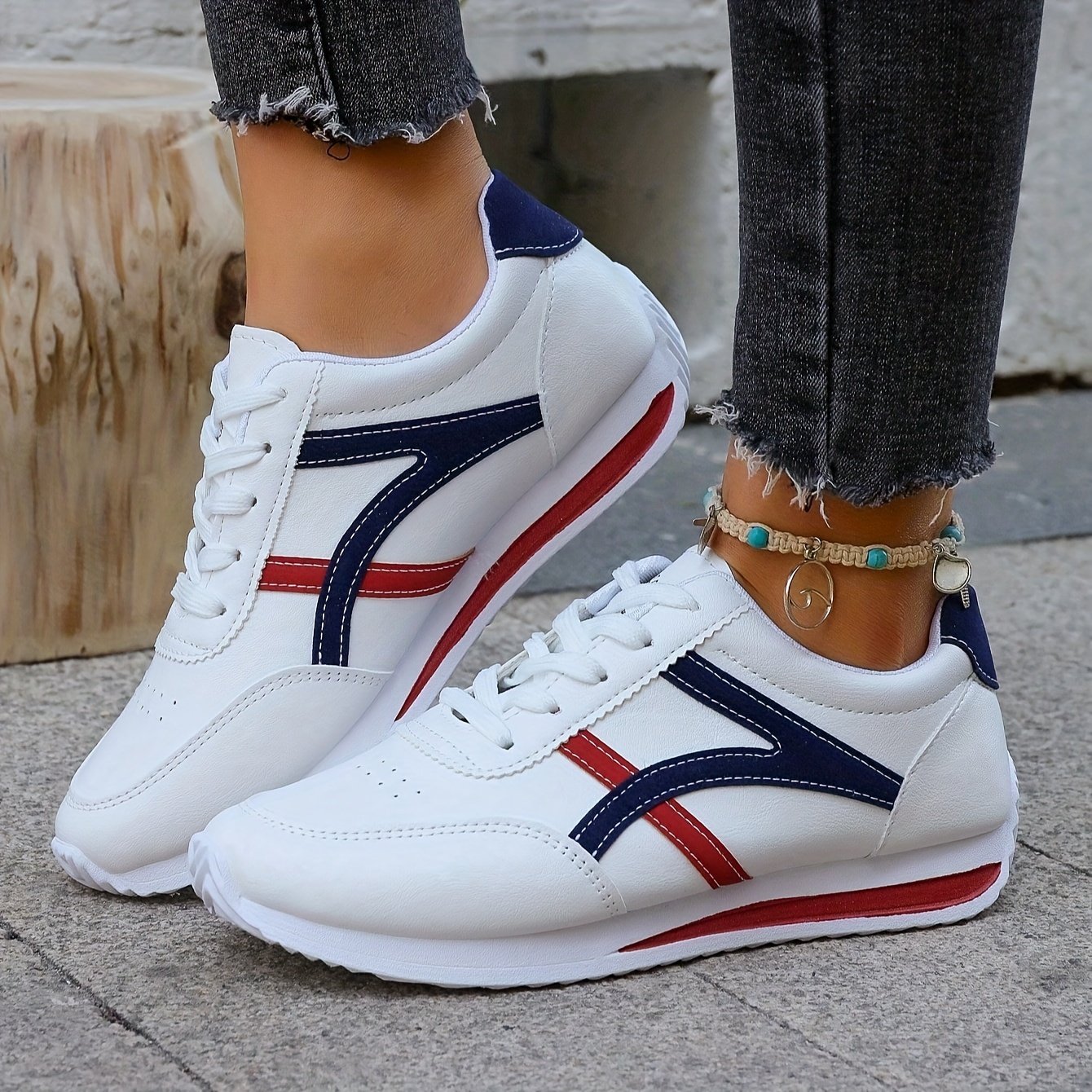 Women??s Fashion Lace-Up Sneakers, Preppy Soft Sole Comfort Walking Shoes, Casual Low-top Athletic Shoes - Image 4