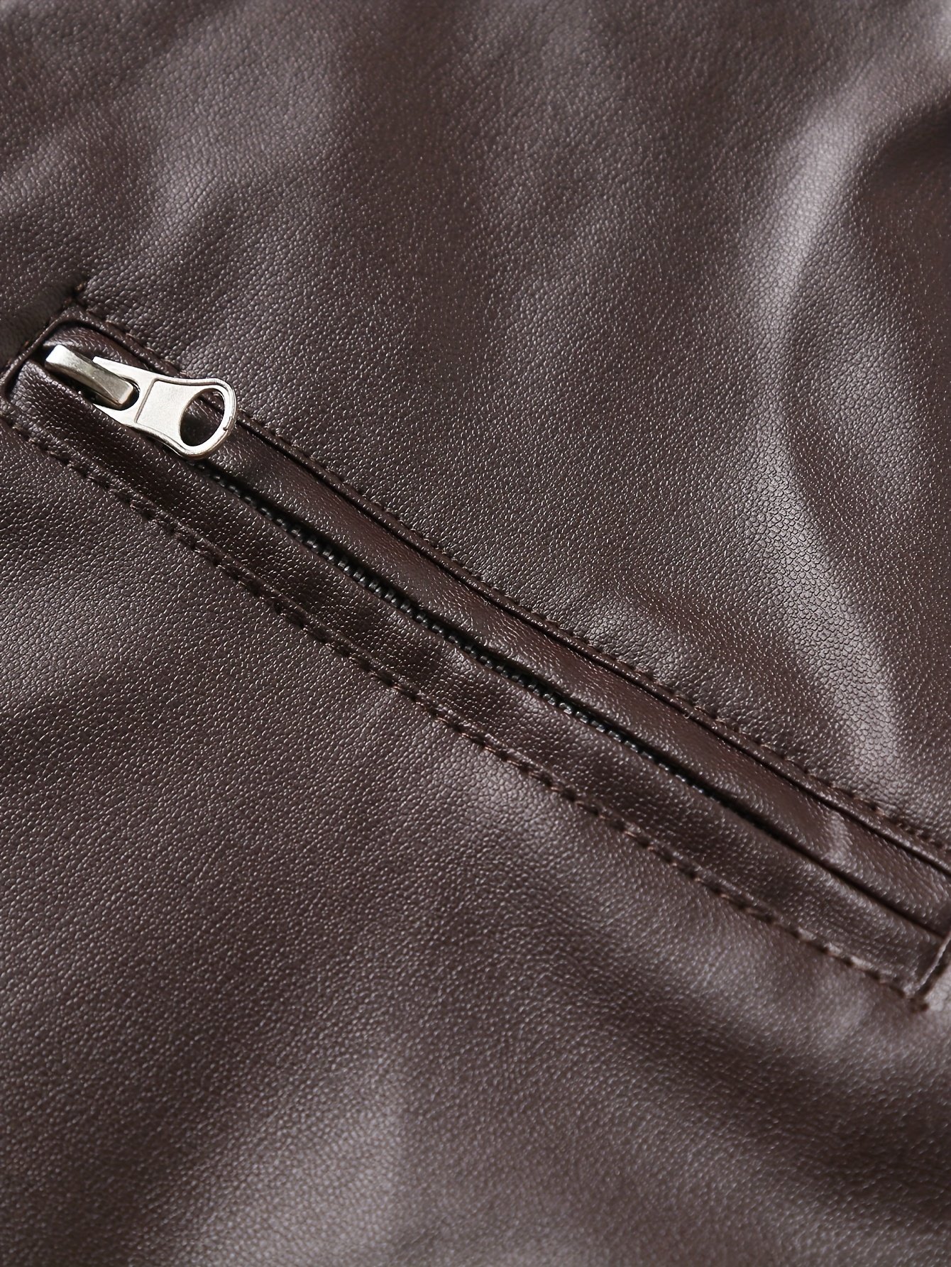 2023 Autumn And Winter New Zipper Cardigan Pocket PU Leather Small Stand Collar MotorcycleJacket Coat Men??s Coat - Image 12