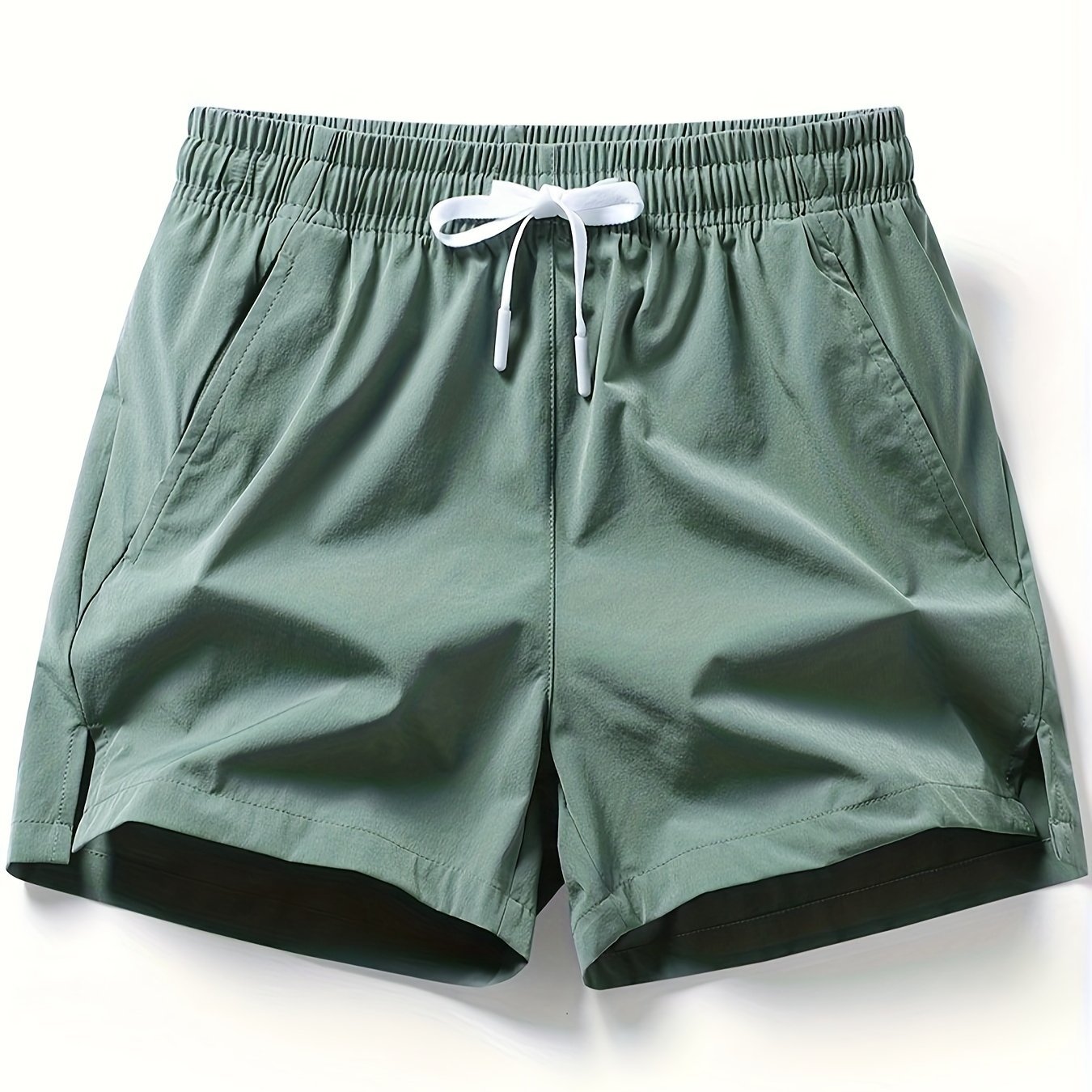 Men??s Solid Drawstring Casual Shorts With Pockets, Summer Sports, Summer Daily, Gym, Running - Image 2