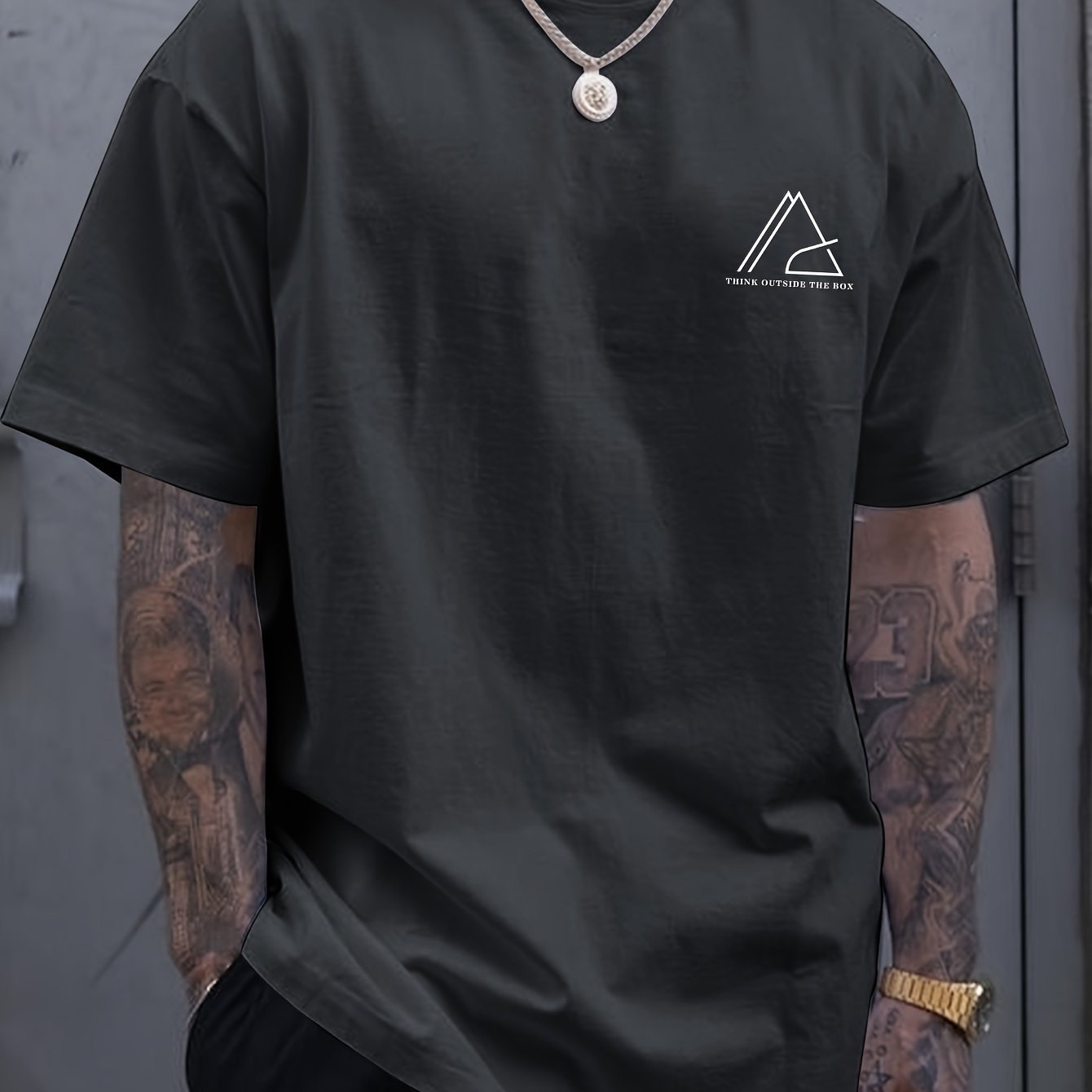 Geometric Graphic Print Men??s Creative Top, Casual Short Sleeve Crew Neck T-shirt, Men??s Clothing For Summer Outdoor - Image 8