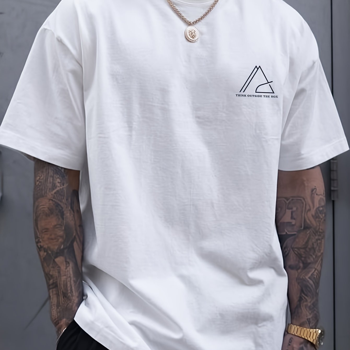 Geometric Graphic Print Men??s Creative Top, Casual Short Sleeve Crew Neck T-shirt, Men??s Clothing For Summer Outdoor - Image 9