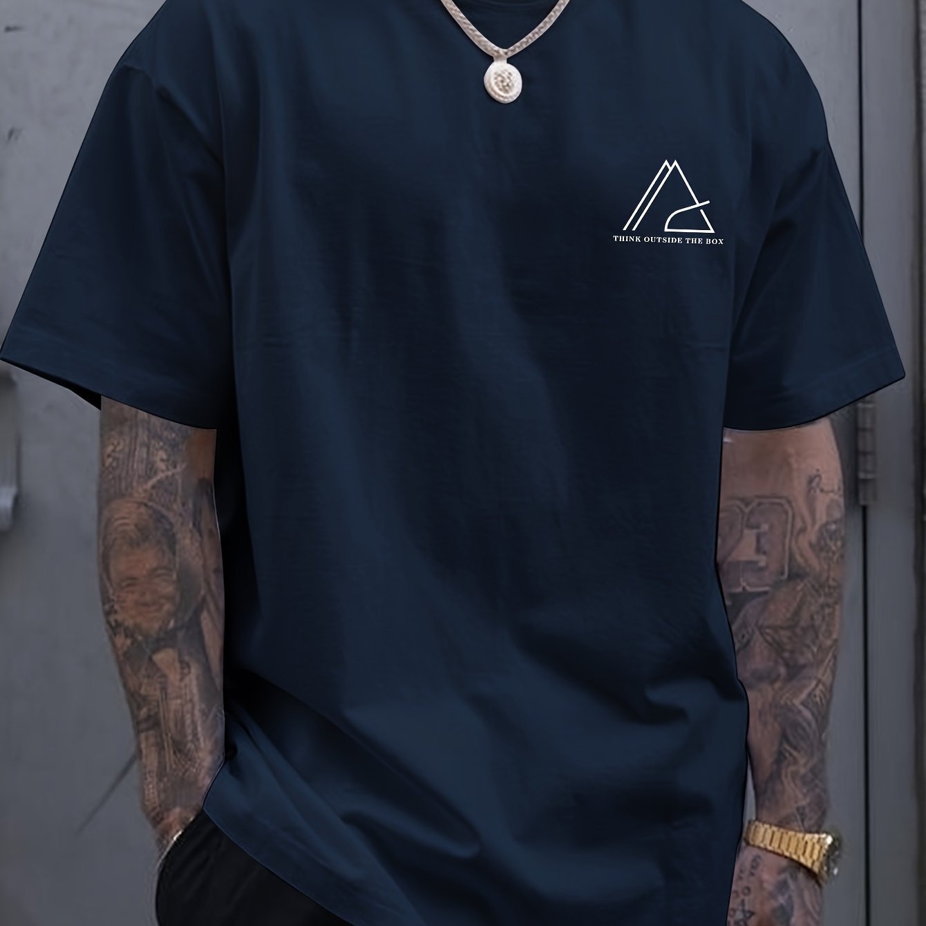 Geometric Graphic Print Men??s Creative Top, Casual Short Sleeve Crew Neck T-shirt, Men??s Clothing For Summer Outdoor - Image 4