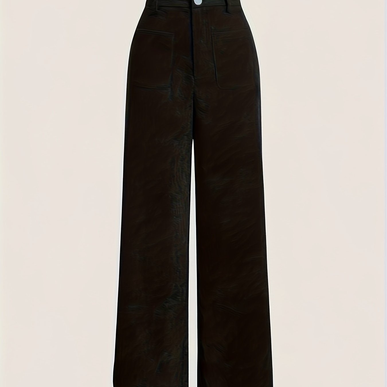 Corduroy High Waist Pants, Vintage Straight Leg Pants For Spring & Fall, Women??s Clothing - Image 2