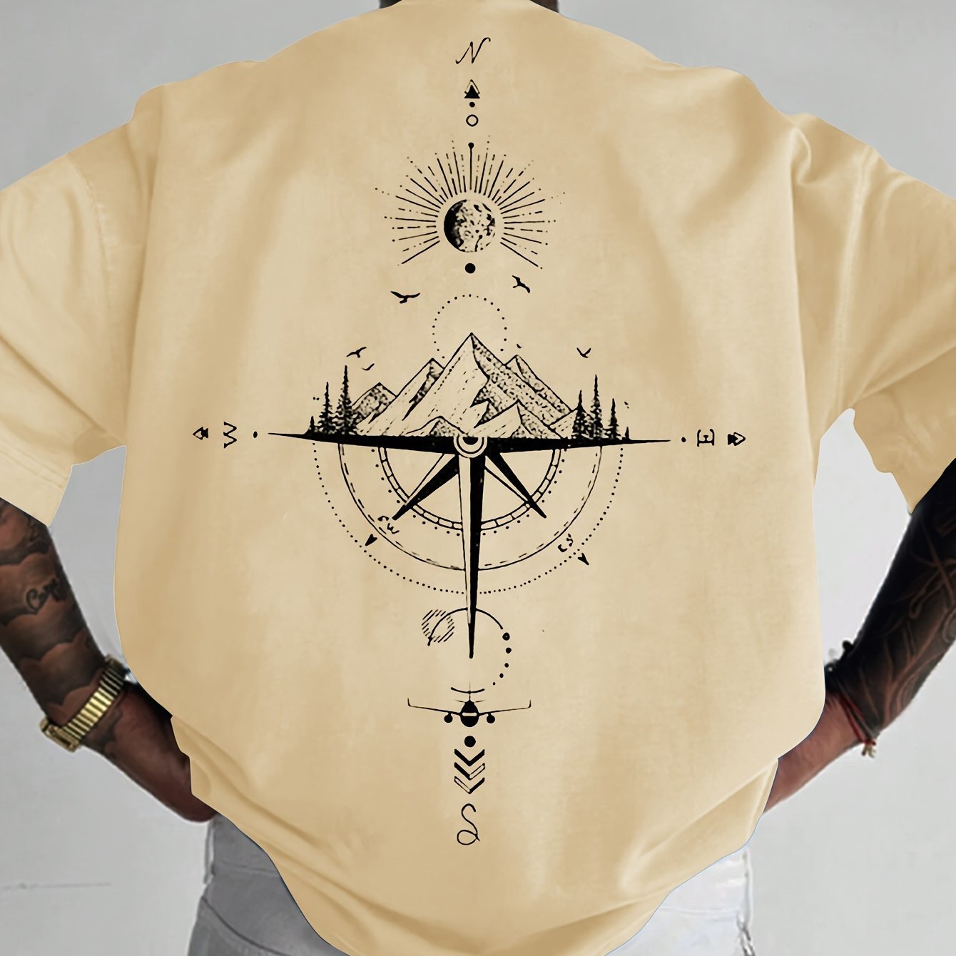 Sun & Mountain Print Men??s Round Neck Short Sleeve Tee Fashion Regular Fit T-Shirt Top For Spring Summer Holiday Leisure Vacation - Image 2