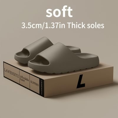 Solid Color EVA Pillow Slides, Lightweight Soft Sole Home Shower Slides, Non-Slip Beach Slides