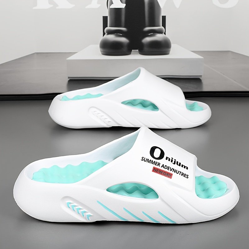 Unisex Trendy Colour Block Open Toe Breathable Slippers With Massage Grains, Comfy Non Slip Durable EVA Sole Slides For Men??s & Women??s Indoor Activities - Image 3