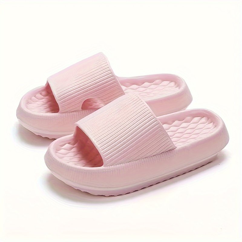Simple Solid Color Slides, Casual Open Toe Soft Sole Shoes, Comfortable Indoor Home Bathroom Slides - Image 7