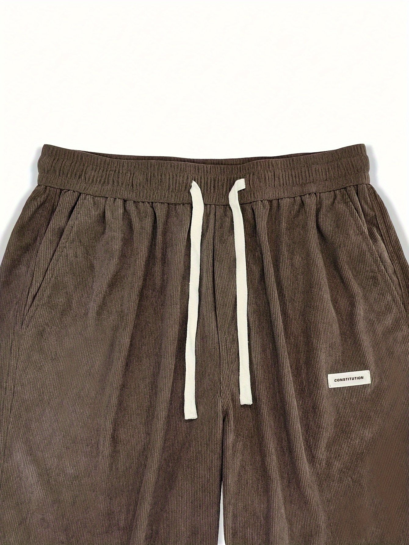 Men??s Loose-Fit Corduroy Casual Pants With Pockets In Solid Color, Breathable Straight-Leg Drawstring Trousers For Urban Streetwear And Outdoor Activities, Casual Style - Image 10