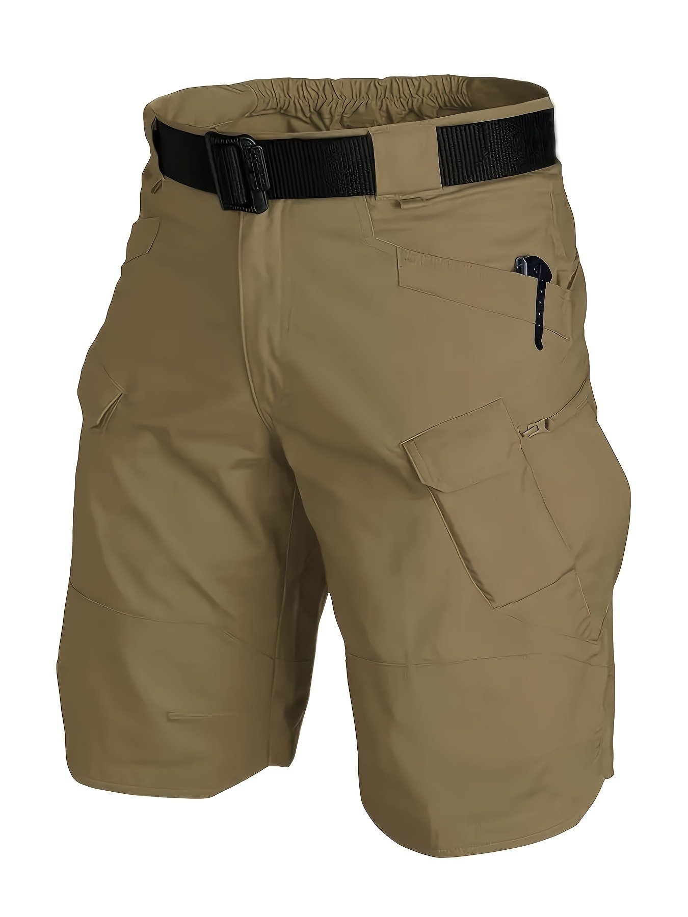Men??s Urban Shorts Outdoor Waterproof Wear Resistant Cargo Shorts Quick Dry Multi Pocket Hiking Pants Without Belt