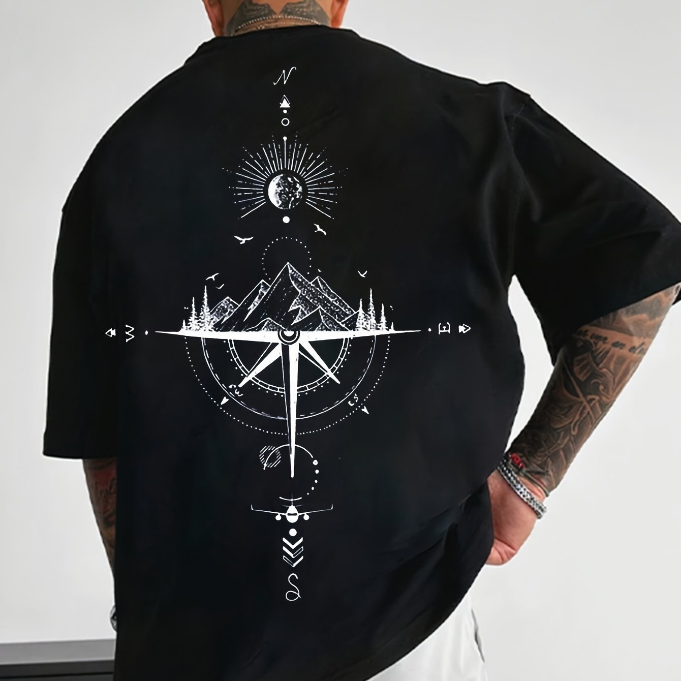 Sun & Mountain Print Men??s Round Neck Short Sleeve Tee Fashion Regular Fit T-Shirt Top For Spring Summer Holiday Leisure Vacation - Image 3