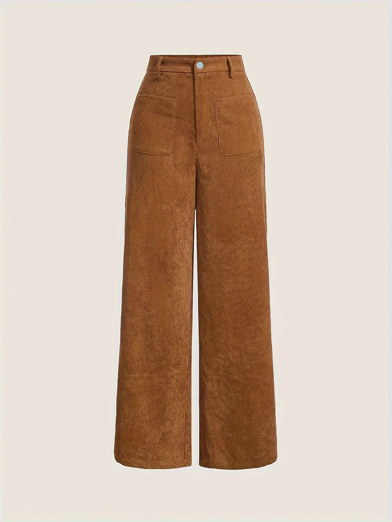Corduroy High Waist Pants, Vintage Straight Leg Pants For Spring & Fall, Women??s Clothing