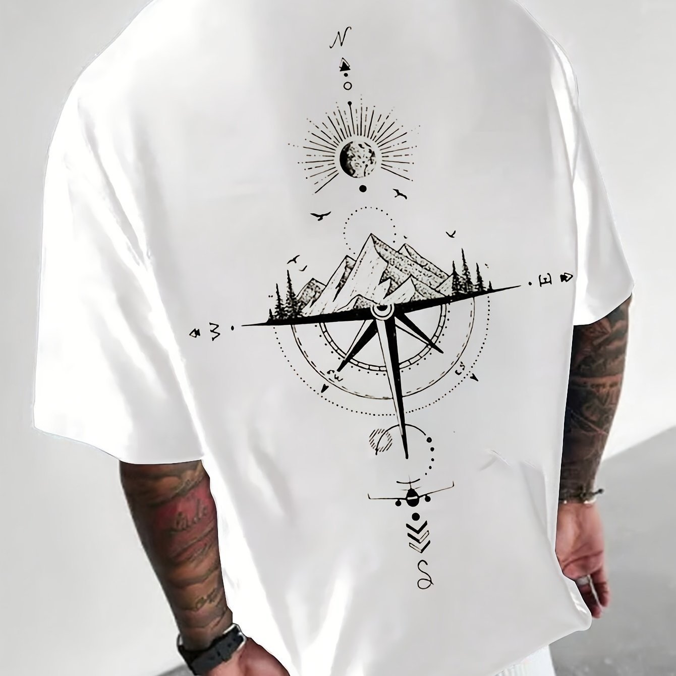 Sun & Mountain Print Men??s Round Neck Short Sleeve Tee Fashion Regular Fit T-Shirt Top For Spring Summer Holiday Leisure Vacation - Image 4