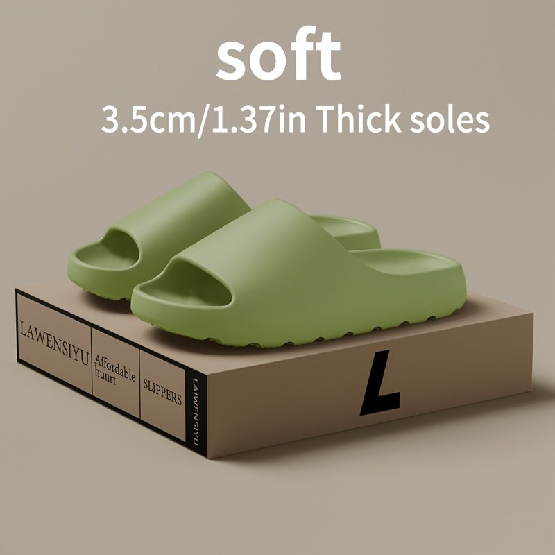 Minimalist Solid Color Pillow Slides, Slip On Lightweight Soft Sole Home Shower Slides, Unisex Non-slip Summer Beach Slides - Image 4