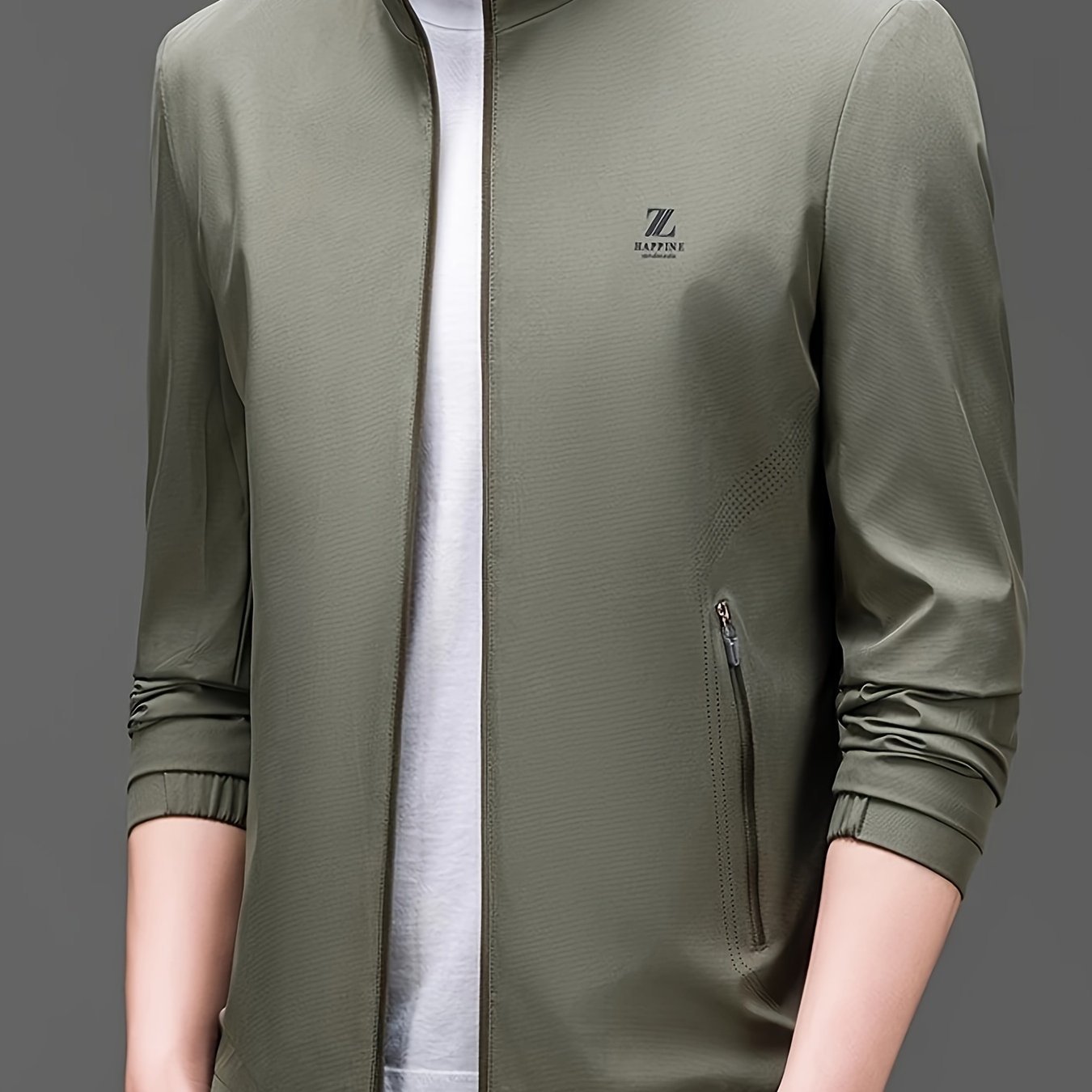 Men??s Solid Colour Lapel Jackets With Zipper, Comfy Casual Long Sleeve Business Style Tops For Men??s Outdoor Activities - Image 2