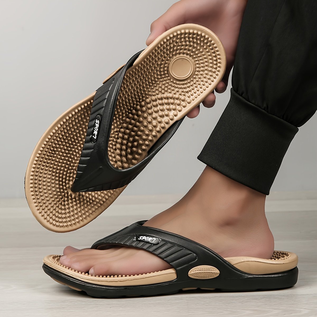 Men Acupressure Massage Reflexology Flip Flops Shock Absorption Lightweight Non Slip Thong Sandals For Indoor Outdoor Beach Summer - Image 5