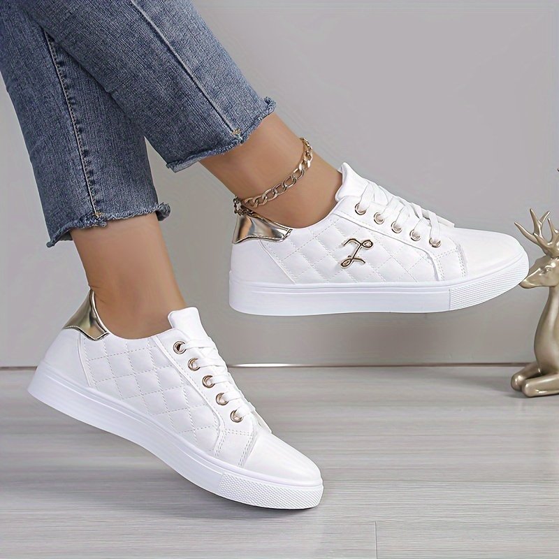 Women??s Plaid Pattern Sneakers, Casual Lace Up Outdoor Shoes, Comfortable Low Top Shoes - Image 3