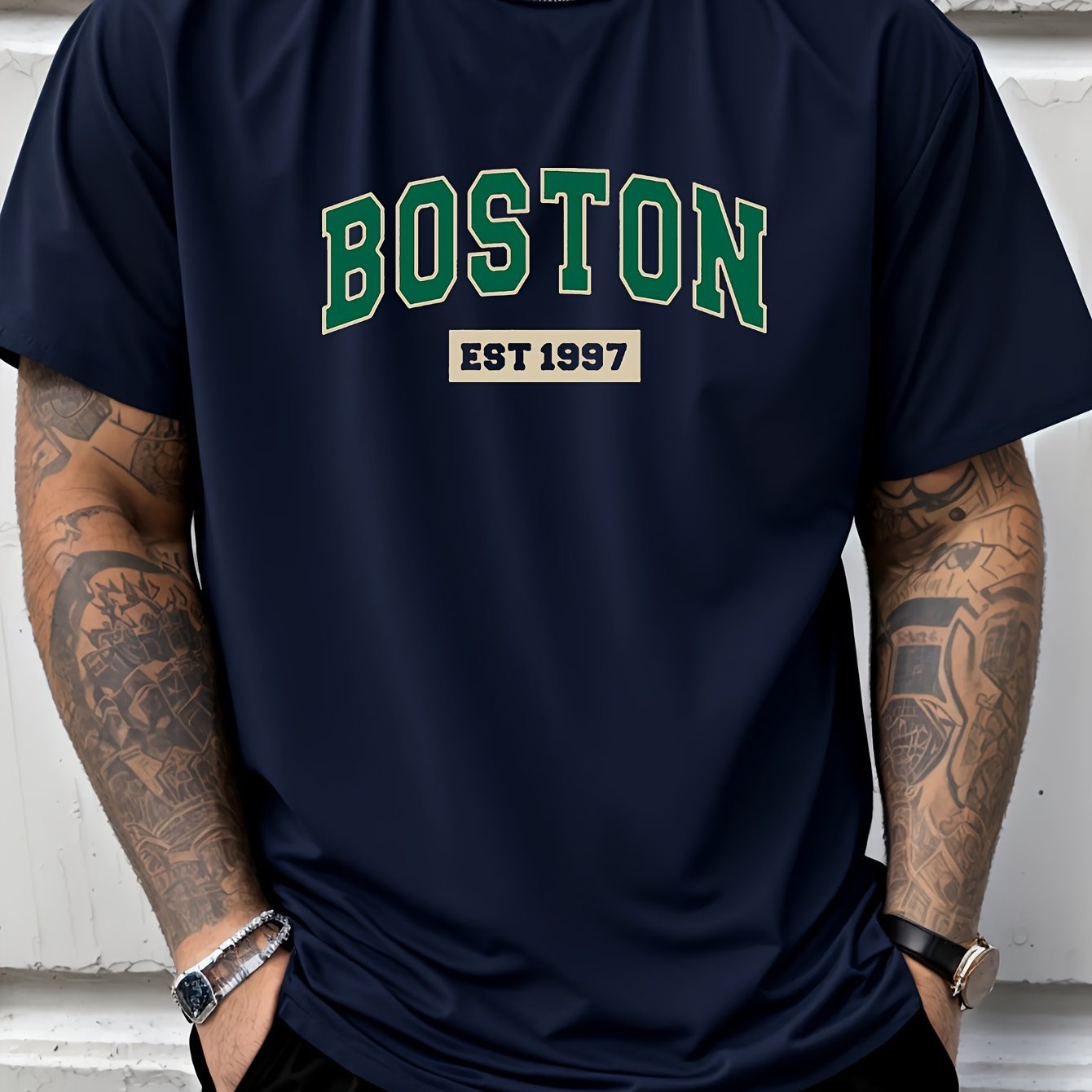 Letter Print Men??s Creative Top, Casual Short Sleeve Crew Neck T-shirt, Men??s Clothing For Summer Outdoor - Image 2