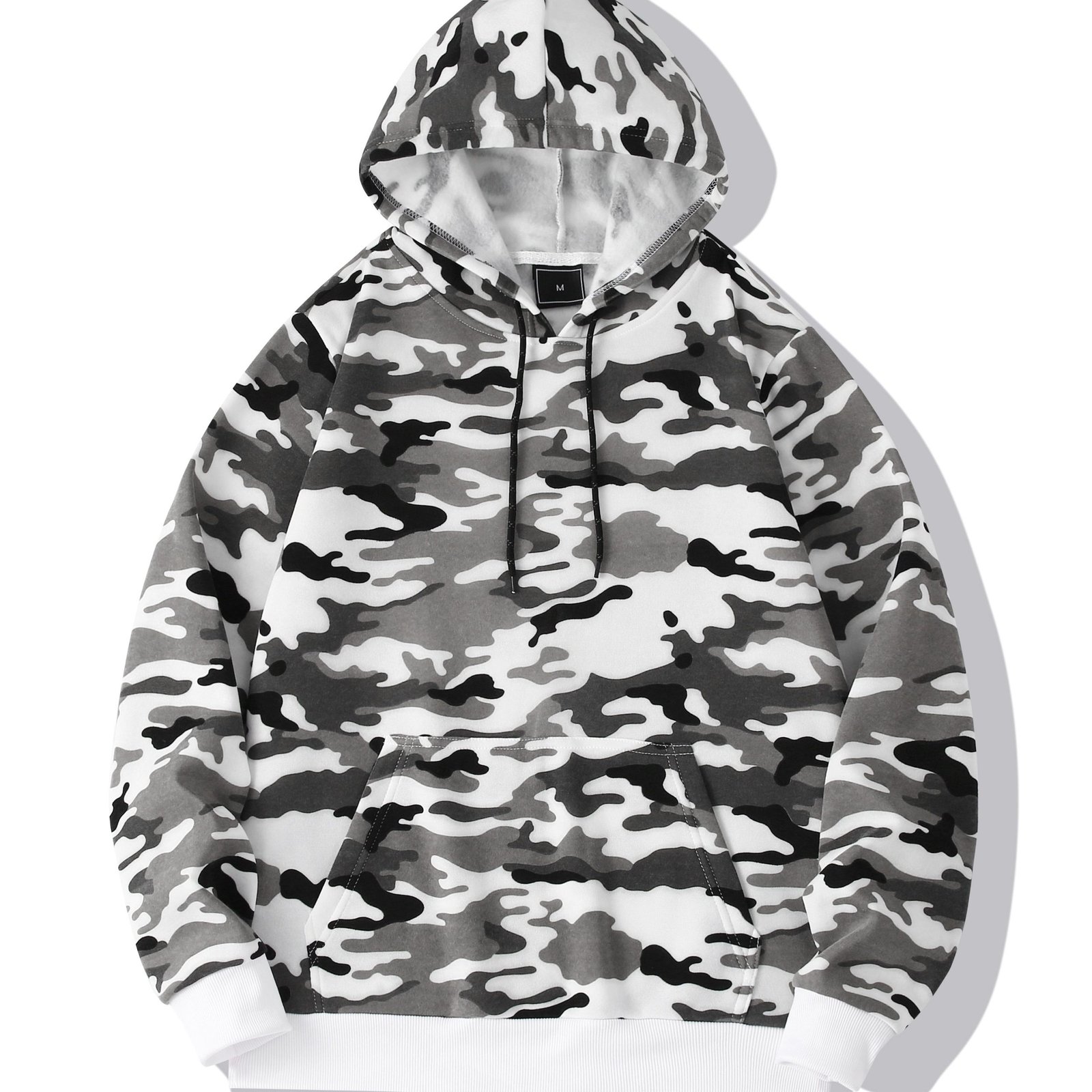 Men??s Camo Loose Pullover Hooded Fleece Sweatshirt For Autumn And Winter - Image 2
