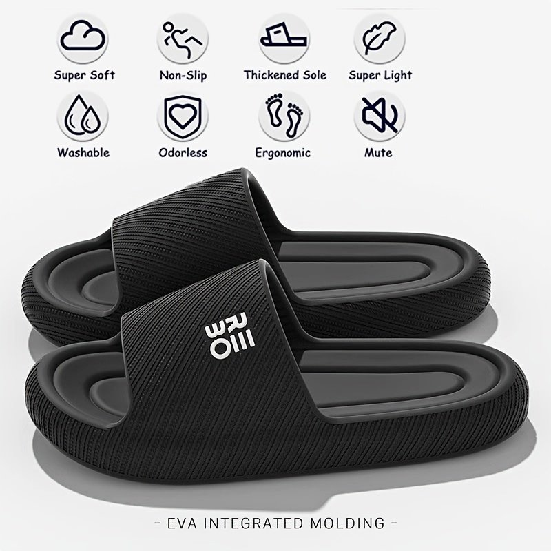 Women??s Letter Design Slides, Casual Open Toe Soft Sole Shoes, Comfortable Slip On Slides