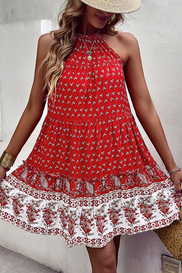 Bohemian Floral Print Casual Mini Dress - Image 5