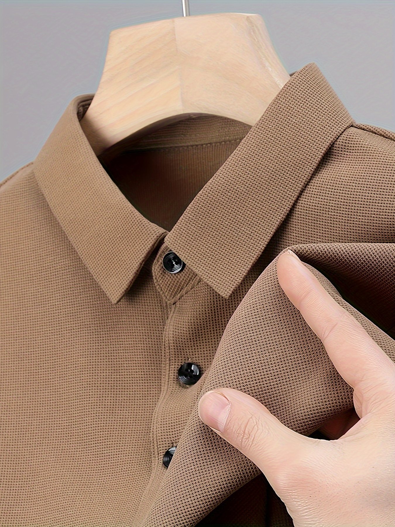 Men??s Solid Short Sleeve And Lapel Collar Henley Shirt, Casual And Comfy Sports Tops For Summer Golf Wear And Outdoors Activities - Image 10