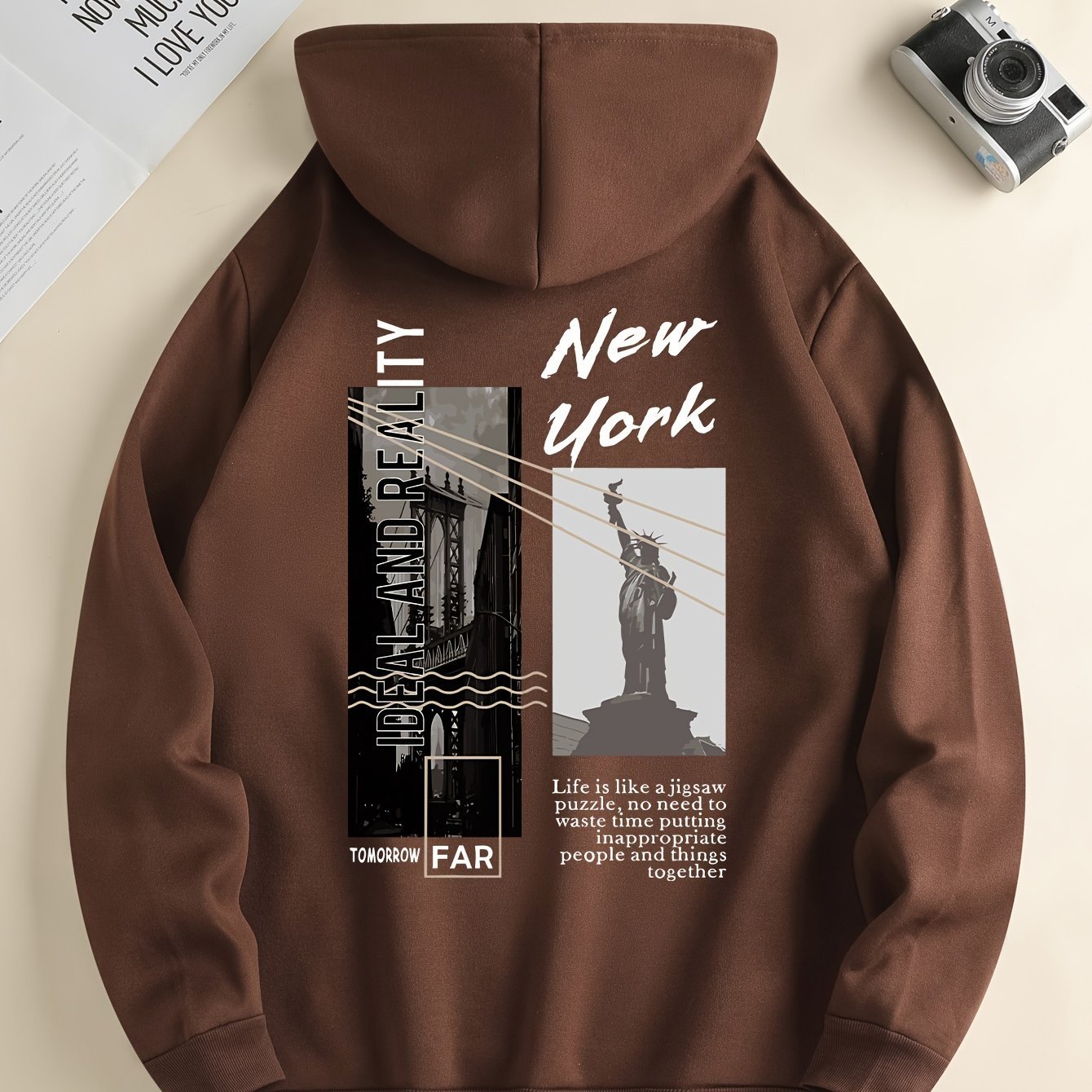 NEW YORK Print Hoodie, Cool Hoodies For Men, Men??s Casual Pullover Hooded Sweatshirt With Kangaroo Pocket Streetwear For Winter Fall, As Gifts - Image 8