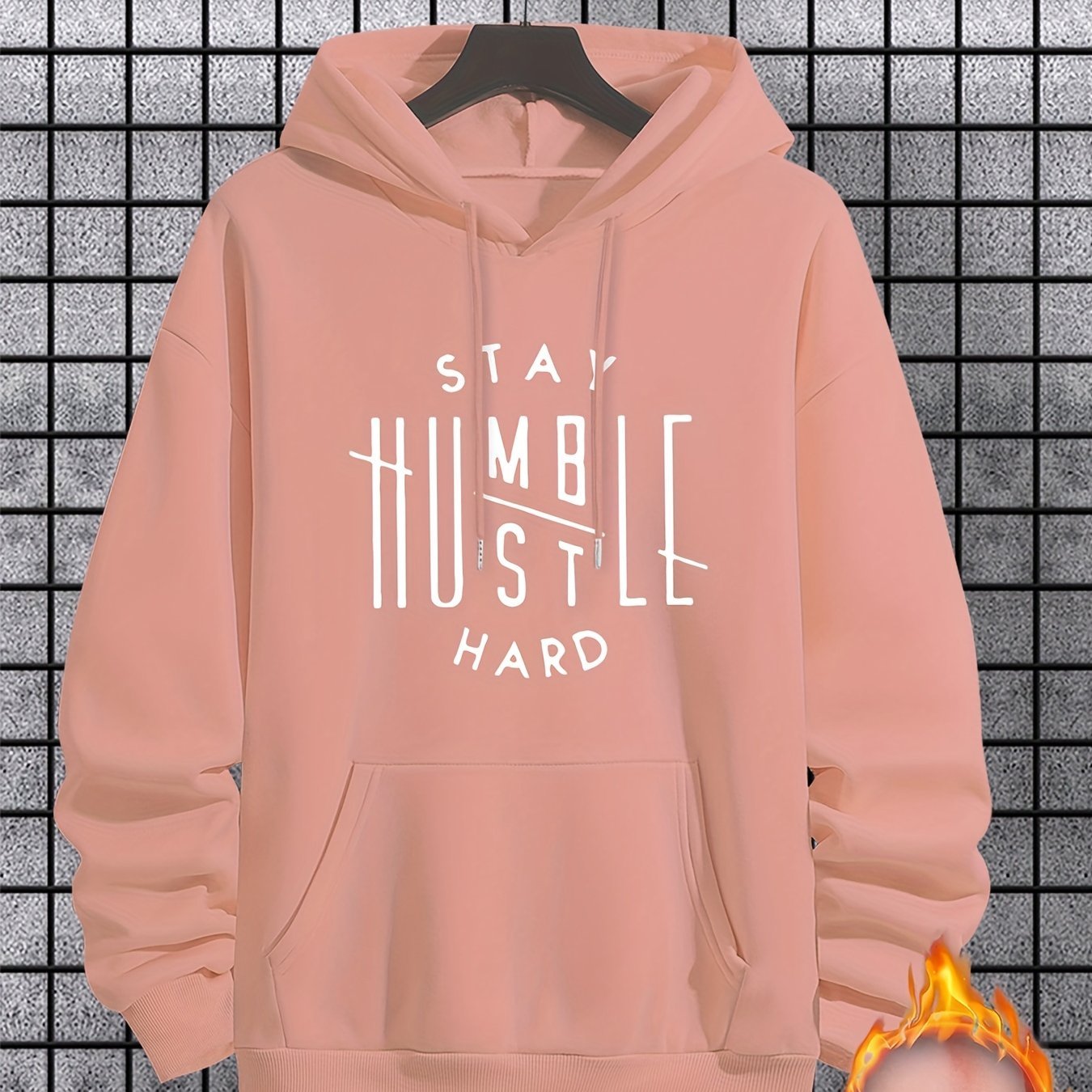 Stay Humble & Hustle Print Hoodie, Cool Hoodies For Men, Men??s Casual Graphic Design Pullover Hooded Sweatshirt With Kangaroo Pocket Streetwear For Winter Fall, As Gifts - Image 2