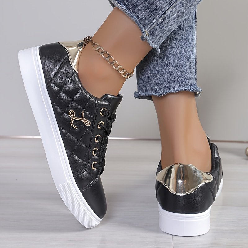 Women??s Plaid Pattern Sneakers, Casual Lace Up Outdoor Shoes, Comfortable Low Top Shoes - Image 4