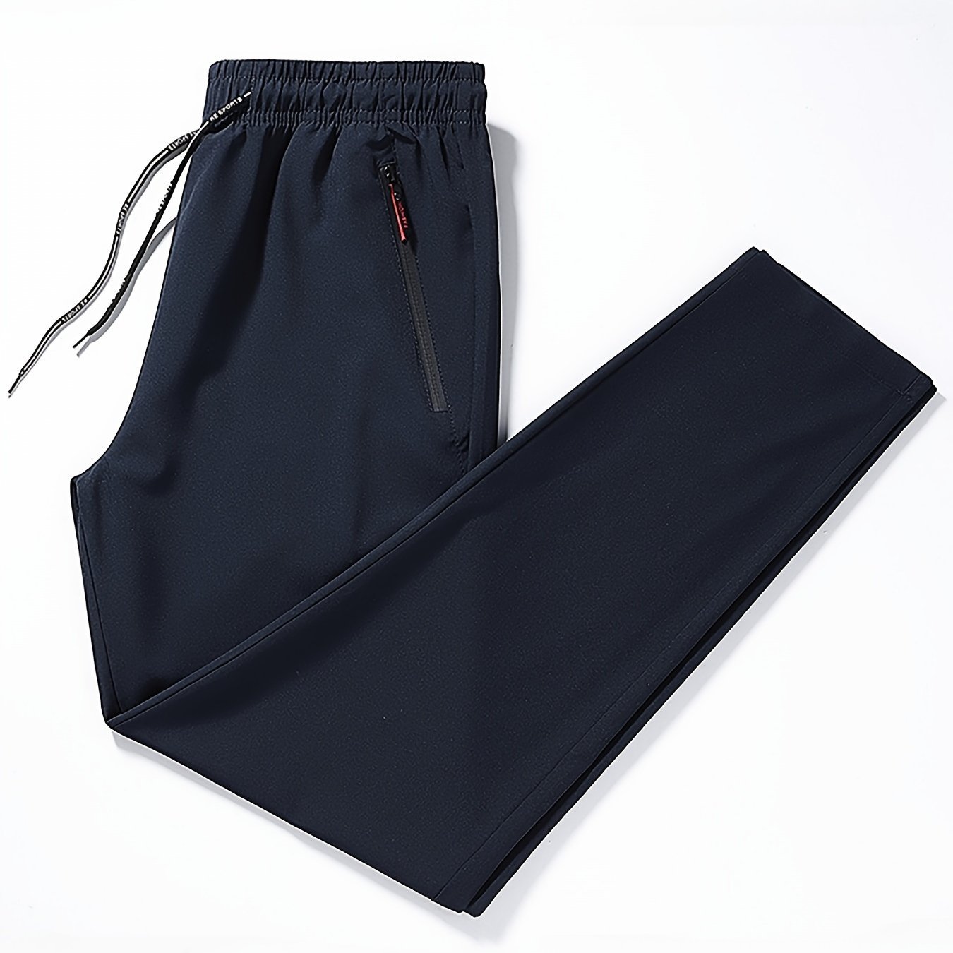 Men??s Solid Pants With Zipper Pockets, Casual Breathable Drawstring Trousers For Outdoor Activities Gift - Image 3