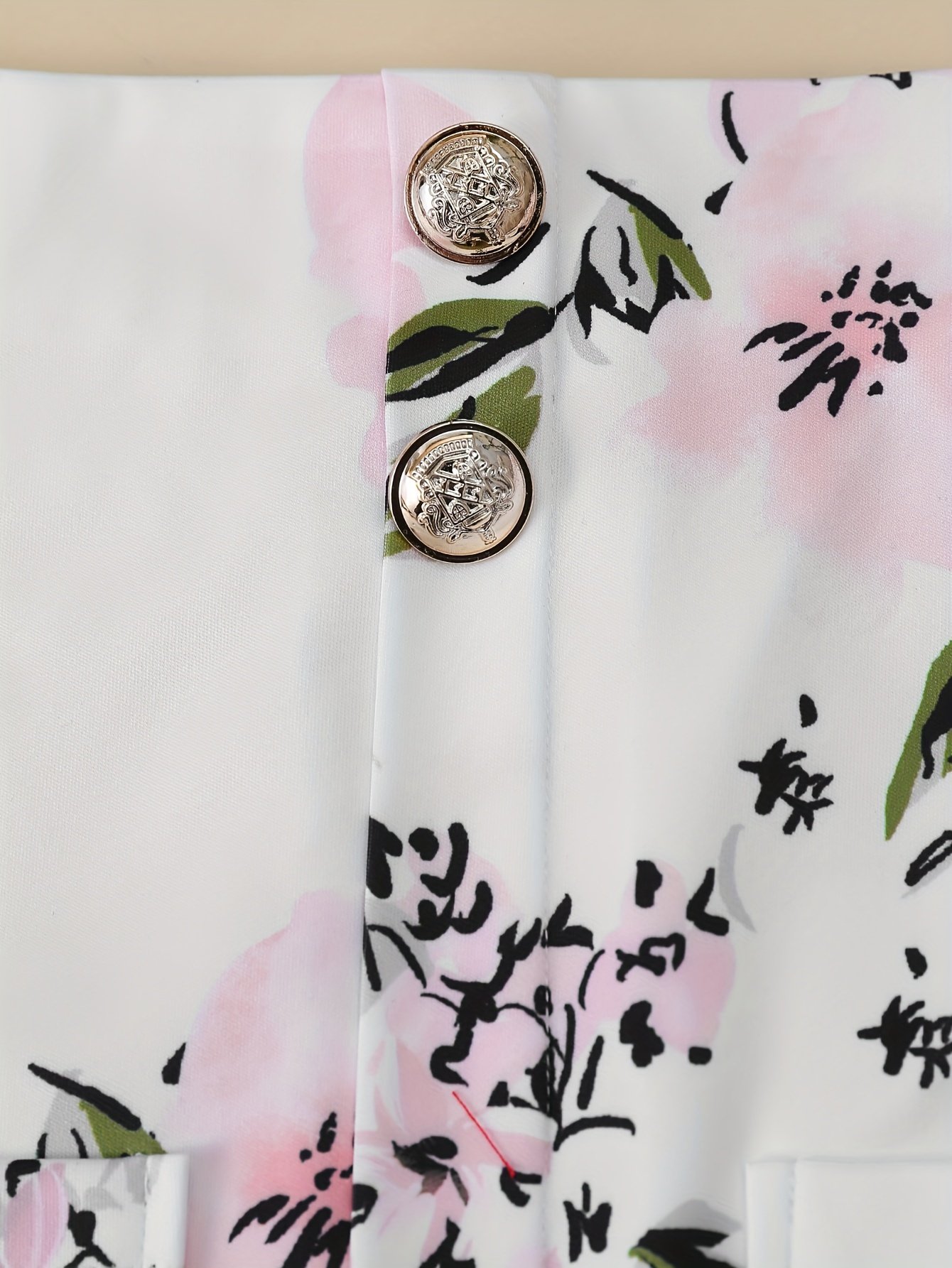 Floral Print Two-piece Suit Set, Elegant Double Breasted Blazer & Bodycon Skirt Outfits, Women??s Clothing - Image 7