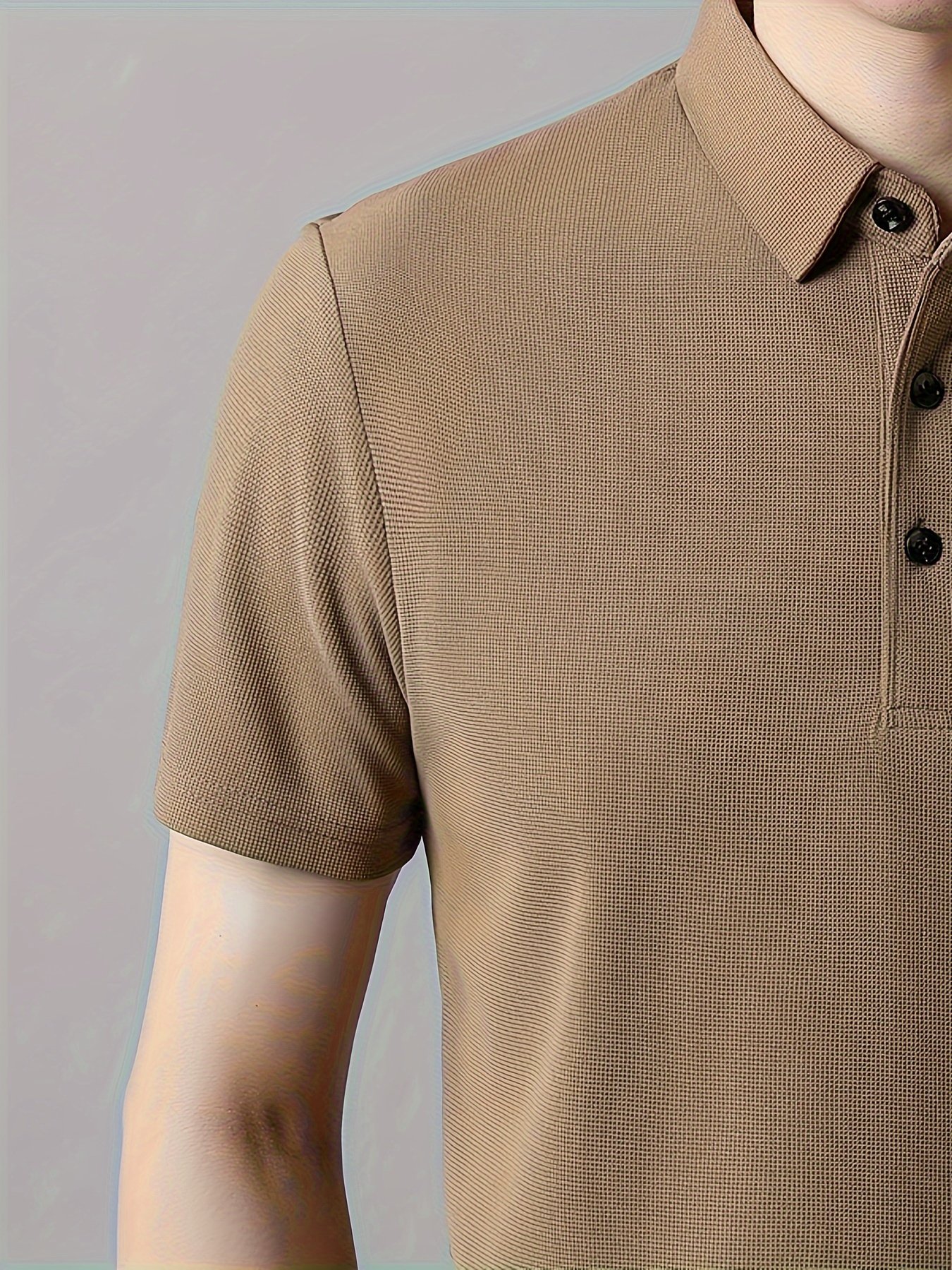 Men??s Solid Short Sleeve And Lapel Collar Henley Shirt, Casual And Comfy Sports Tops For Summer Golf Wear And Outdoors Activities - Image 11