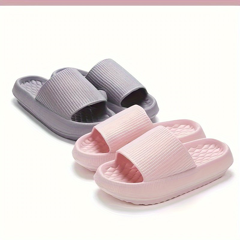 Simple Solid Color Slides, Casual Open Toe Soft Sole Shoes, Comfortable Indoor Home Bathroom Slides - Image 15