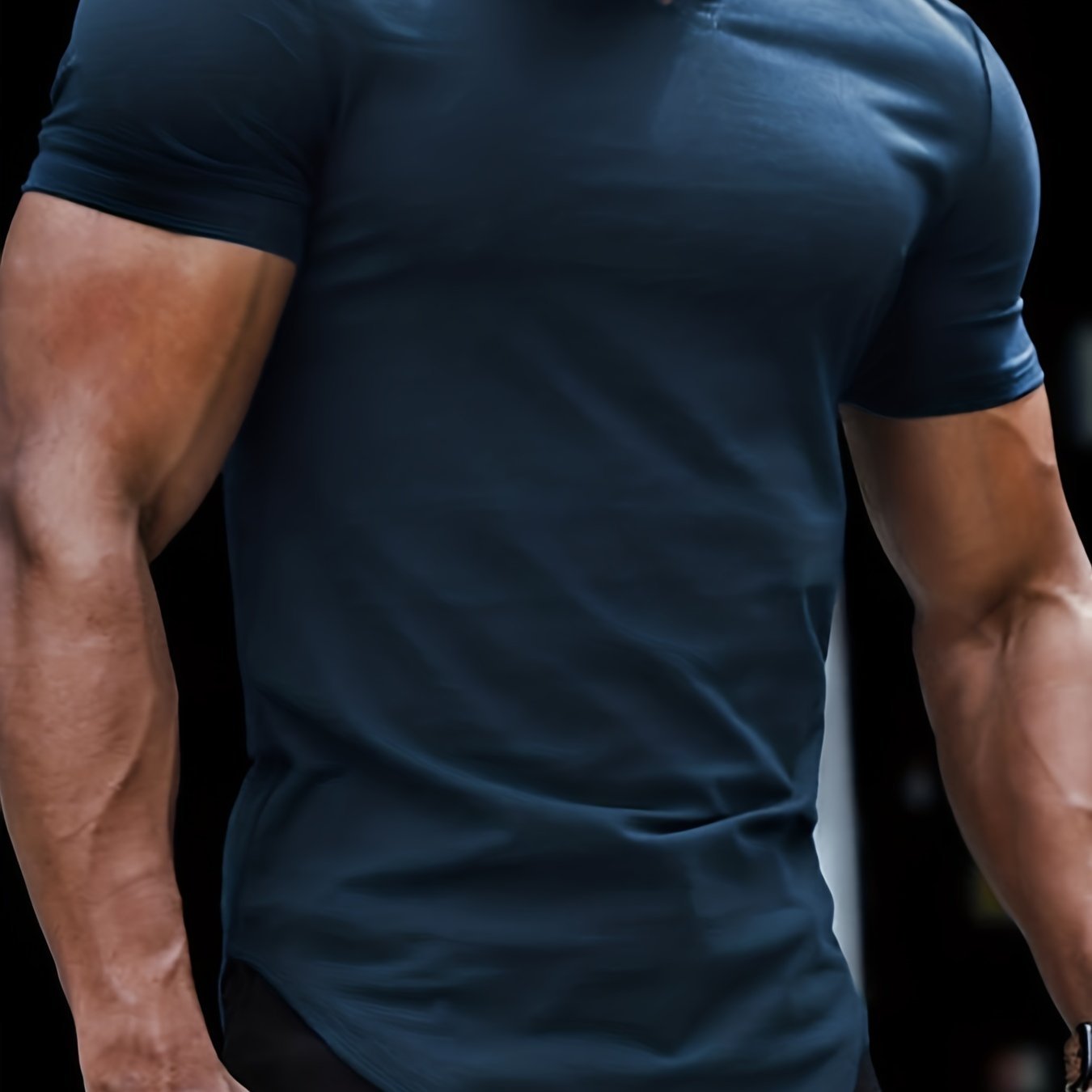 Solid Color Men??s Comfy V-Neck Medium Stretch T-shirt, Men??s Summer Clothes, Men??s Outfits - Image 3