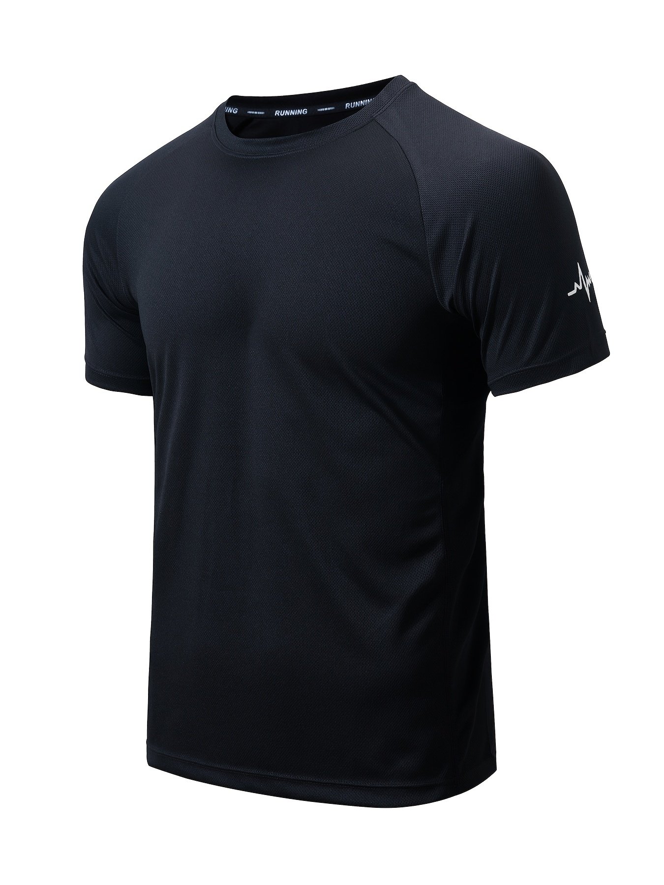 3pcs Men??s Athletic Short Sleeve Crew Neck Moisture-wicking Shirts, Undershirt With Sleeve Electrocardiography Print, Sports Comfy Tee - Image 8
