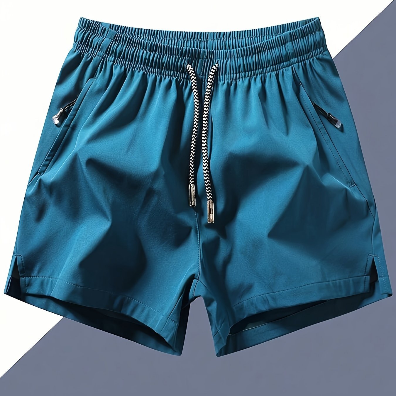 Men??s Solid Color Leisure Shorts With Zippered Pockets, Summer Fashion Drawstring Sports Shorts For Fitness And Outdoors Wear - Image 6