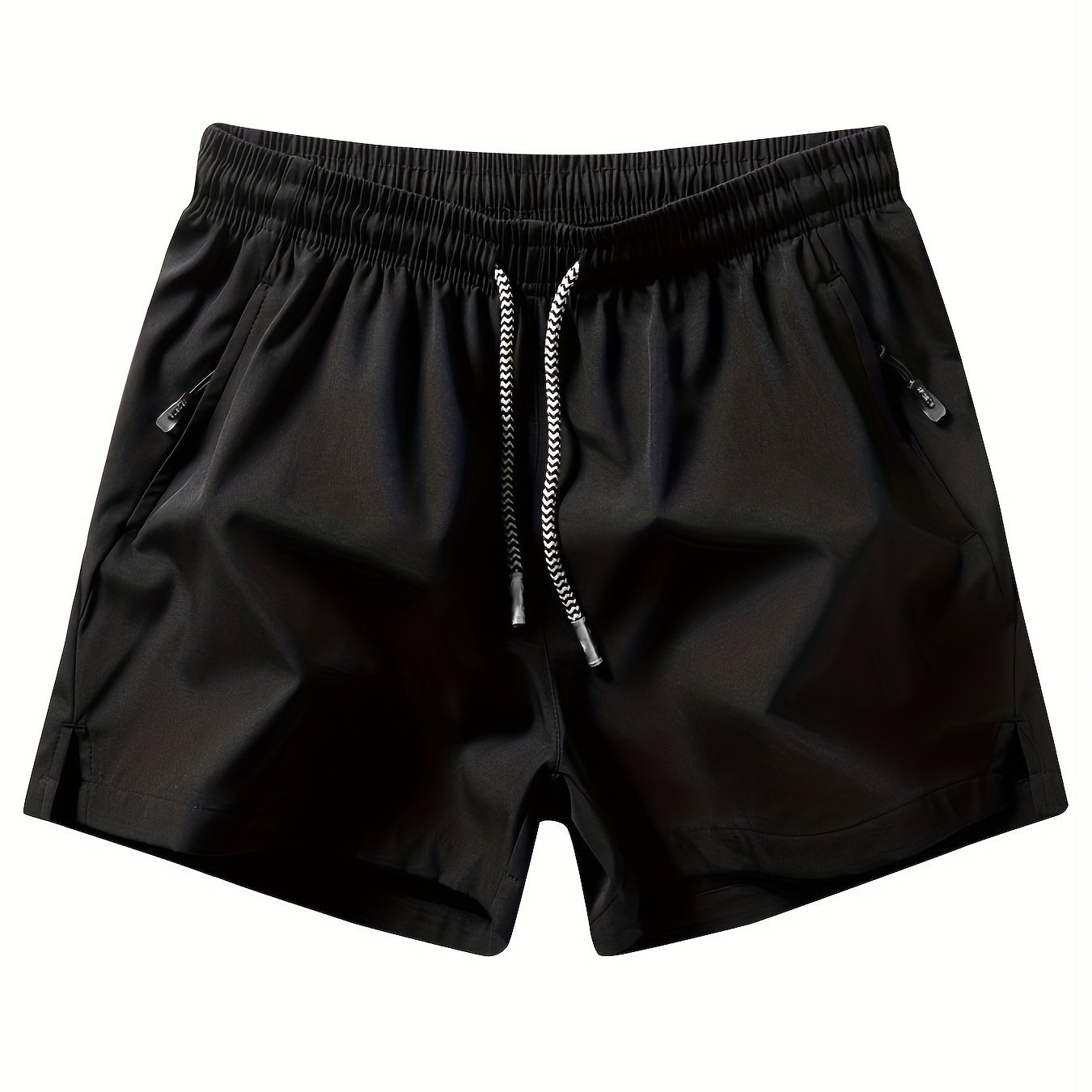 Men??s Solid Color Leisure Shorts With Zippered Pockets, Summer Fashion Drawstring Sports Shorts For Fitness And Outdoors Wear - Image 3
