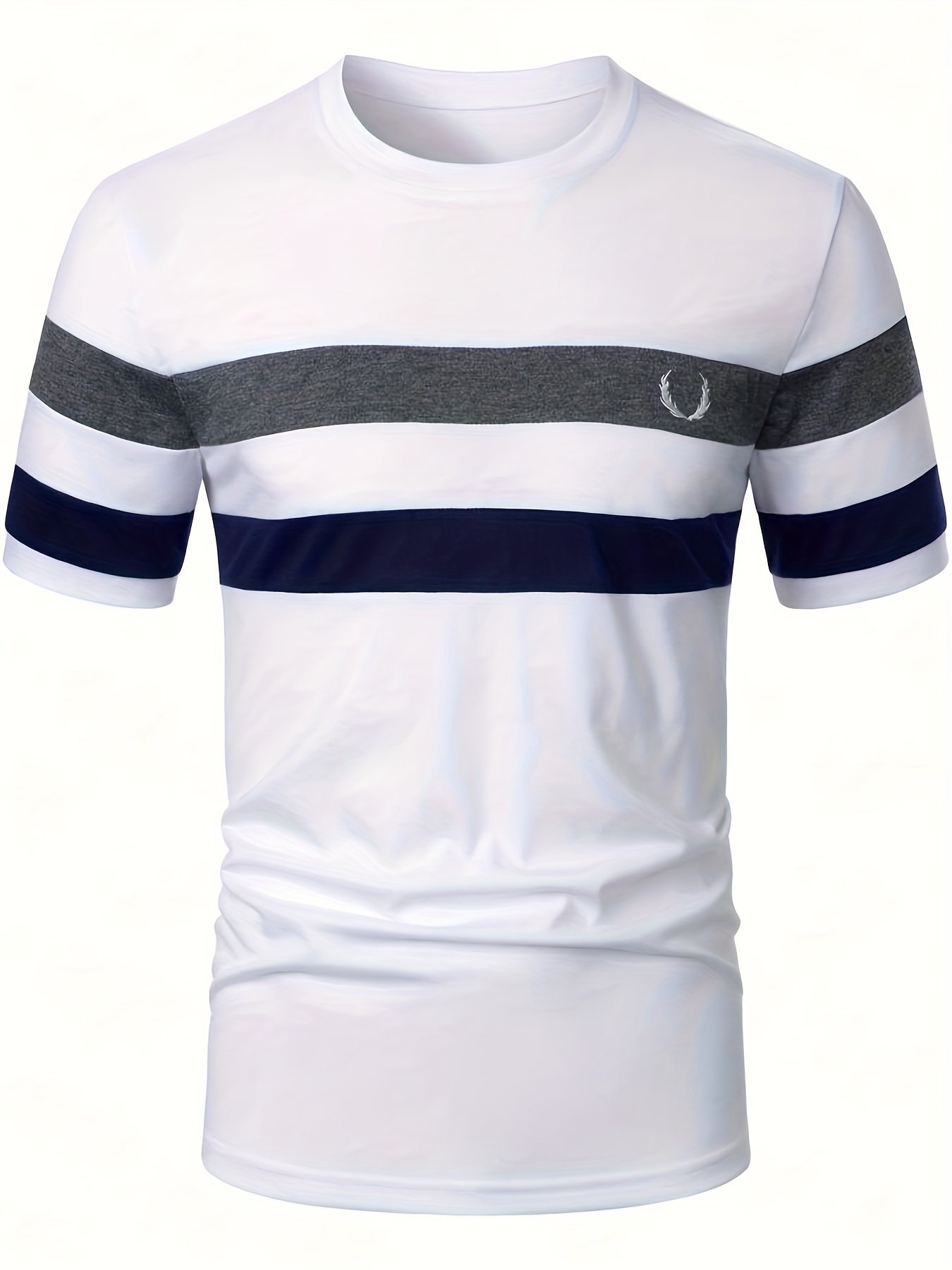 Men??s Stripe Pattern Crew Neck And Short Sleeve T-shirt, Casual And Chic Tops For Summer Outdoors Activities - Image 7