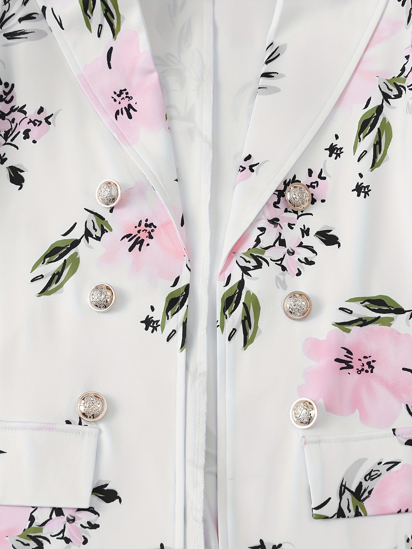 Floral Print Two-piece Suit Set, Elegant Double Breasted Blazer & Bodycon Skirt Outfits, Women??s Clothing - Image 6
