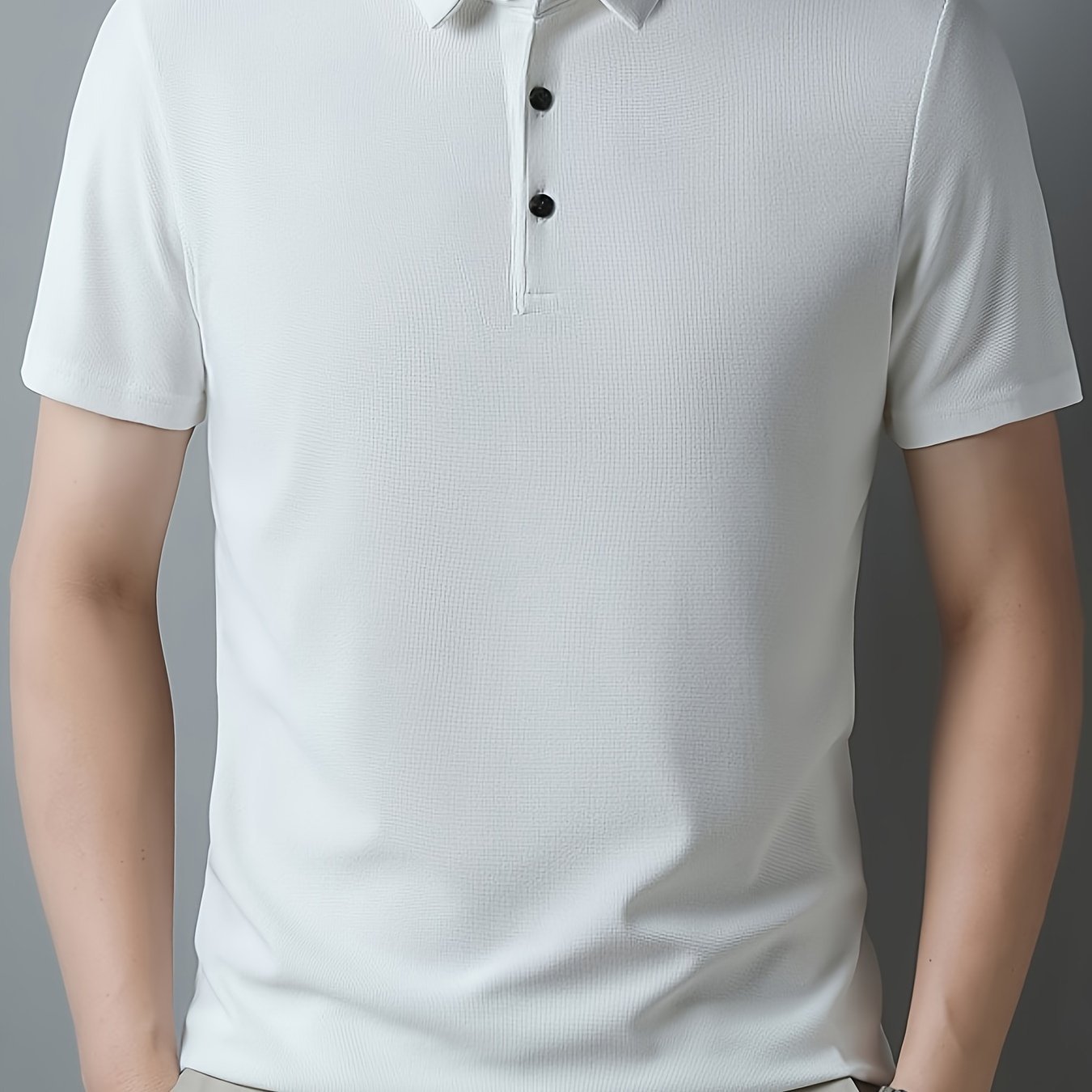Men??s Solid Short Sleeve And Lapel Collar Henley Shirt, Casual And Comfy Sports Tops For Summer Golf Wear And Outdoors Activities - Image 6